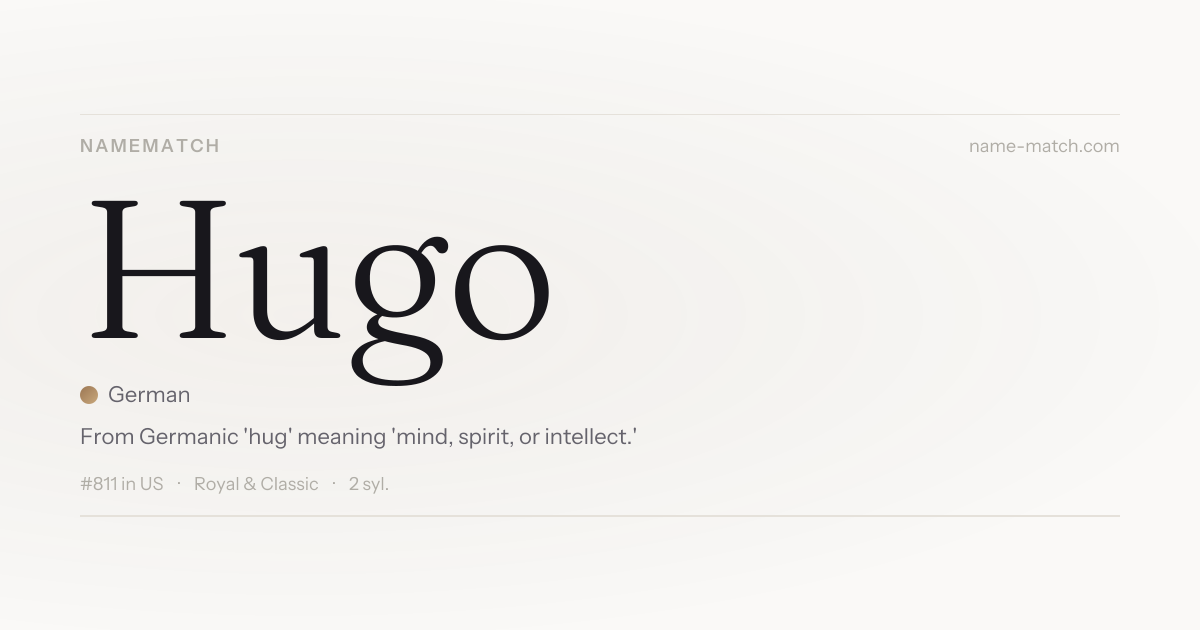 Hugo — Baby Name Meaning, Origin & Popularity | NameMatch